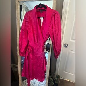 NWT WHBM Satin Wrap Mini Dress